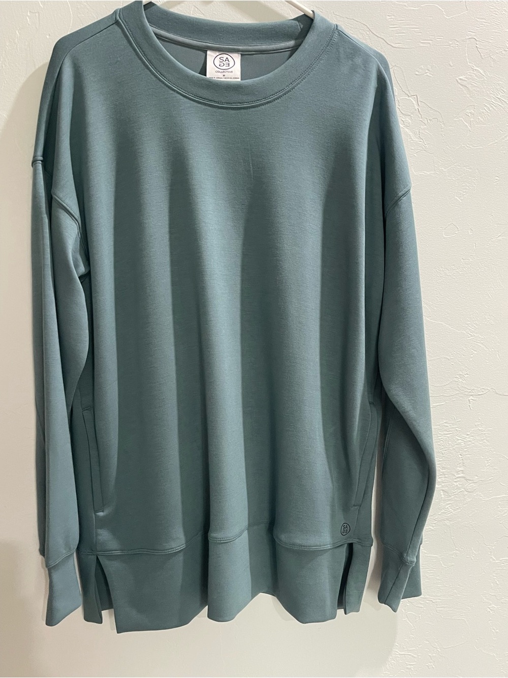 SAGE Oversized Crewneck Sweatshirt in Misty Teal SZ M